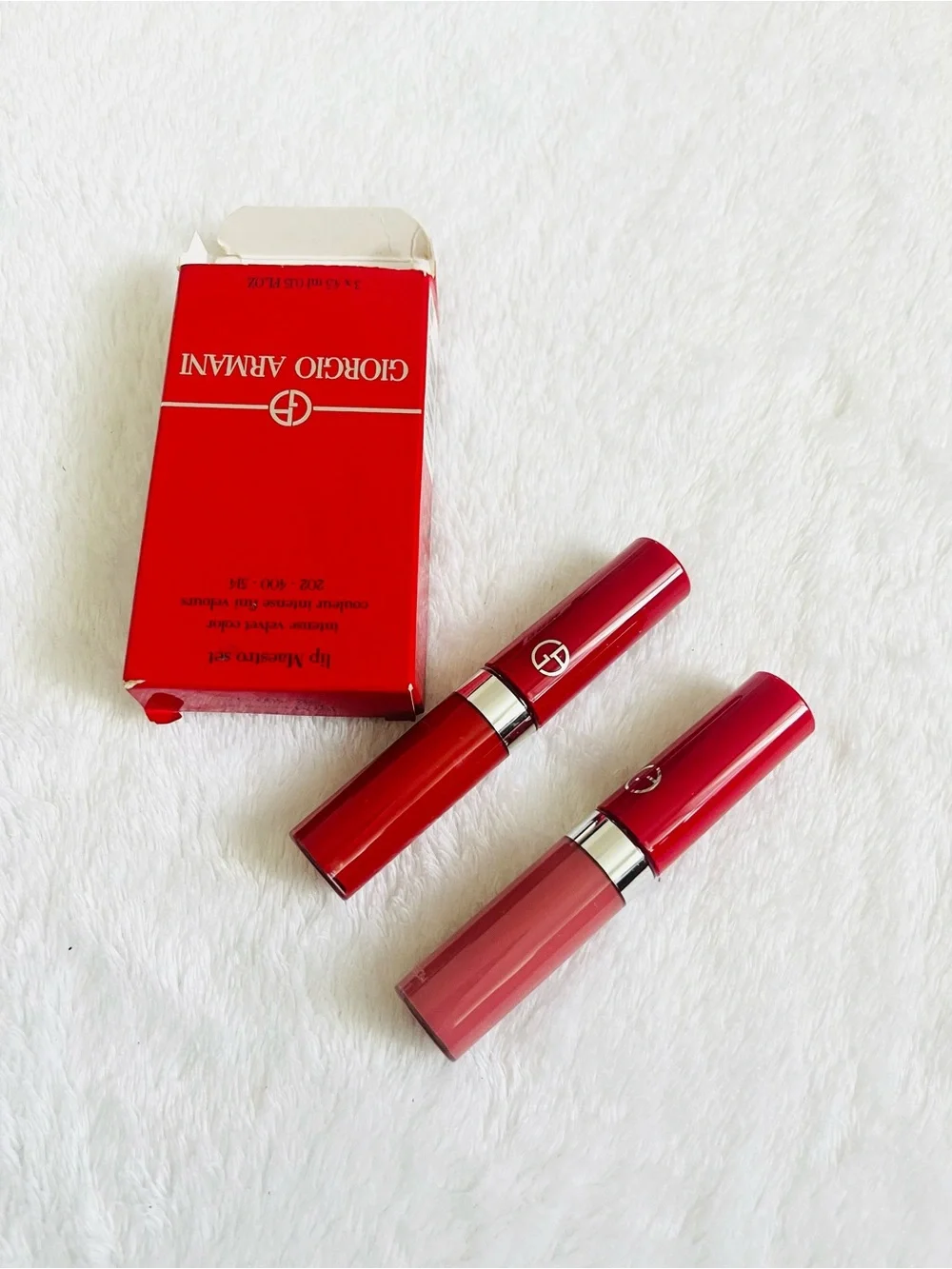 Giorgio Armani Set of 2  Beauty Lip Maestro Liquid Matte Lipsticks #400 #514